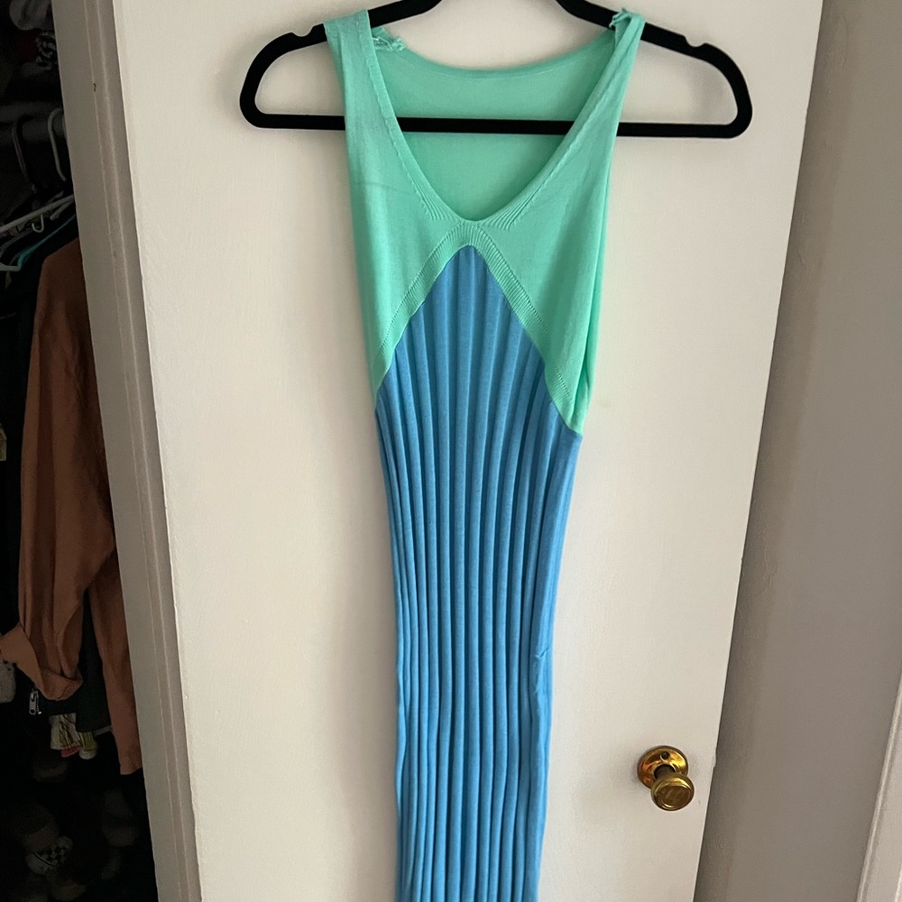 Blue and turquoise midi dress